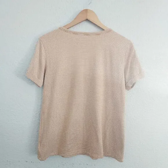 American Eagle Mustard Yellow Striped V-neck Tee Size S - Picture 6 of 10